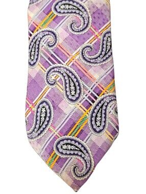 JZ Richards Boulder Purple Paisley Handmade 100% Silk Tie